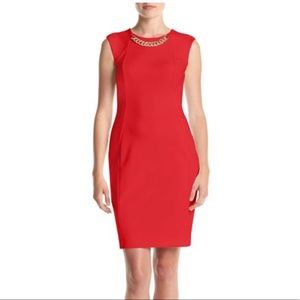 Calvin Klein red sleeveless sheath dress